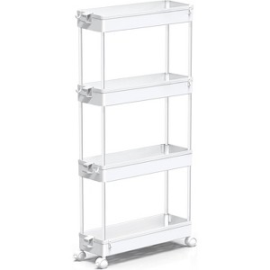 YIGII Slim Rolling Storage Cart 4 Tier Organizer Mobile Shelving Unit Utility Cart Tower Rack for Kitchen Bathroom Laundry Narrow Places - 1 of 4