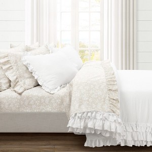 Home Boutique Garden Of Flowers Ruffle Sheet Set Neutral 6Pc Set King - 1 of 1