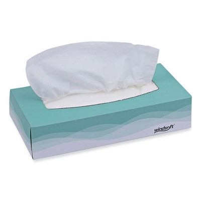 Windsoft Facial Tissue, 2 Ply, White, Flat Pop-Up Box, 100 Sheets/Box, 30 Boxes/Carton