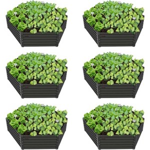 Anybear 6Pcs Galvanized Raised Garden Beds,70x60x18" Metal Planter Box for Planting Vegetables Flowers Herb, Anti-Rust & Easy-Setup, Gray - 1 of 4