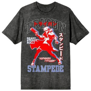 Trigun Stampede Vash Humanoid Typhoon Men's Black Mineral Wash Oversized Crew Neck Short Sleeve T-shirt - 1 of 1
