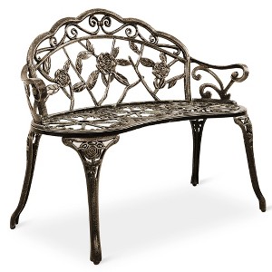 Costway Outdoor Garden Bench Chair Loveseat Cast Aluminum Patio Antique Rose - 1 of 4