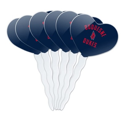 Duquesne University Dukes Logo Heart Love Cupcake Picks Toppers Decoration Set of 6