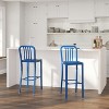 Merrick Lane 30 Inch Galvanized Steel Indoor/Outdoor Counter Bar Stool With Slatted Back And Powder Coated Finish - 2 of 4