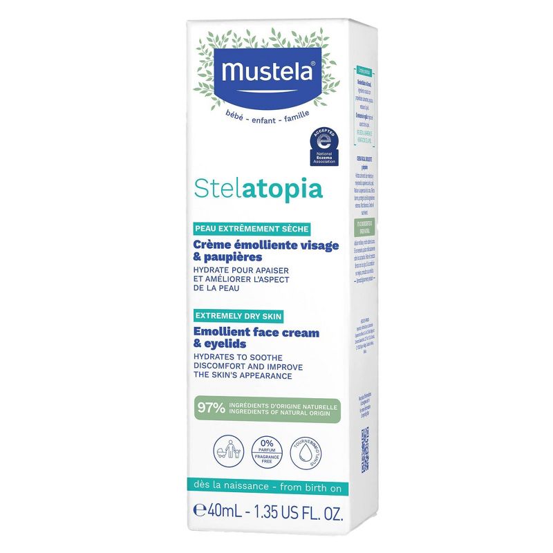 Mustela Stelatopia Emollient Baby Face Cream for Eczema Prone Skin Fragrance Free - 1.35 fl oz, 1 of 11