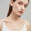 Personalized Birthstone Necklace 14K Gold Plated Initial Disc Jewelry Gift 04-Apr-Lab Grown White topaz - 3 of 4
