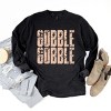 Gobble Gobble Block Distressed - Women's Garment Dyed Long Sleeve Graphic T-Shirt - 3 of 4