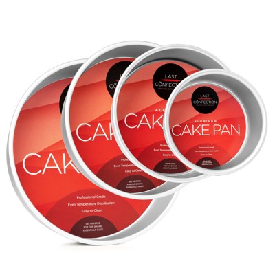 Last Confection 4pc Round Cake Pan Set - 6", 8", 10" and 12" Aluminum Pans - 3" Deep