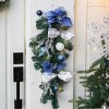 Barton 2x 28" Christmas Teardrop Swag Wreath Blue & Silver w/Ornanmets Pre-Lit - 2 of 4
