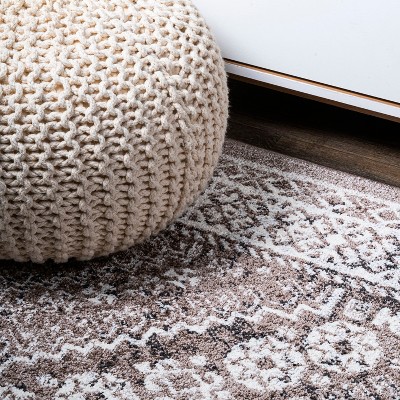 Modern Boho Medallion Washable Rug in Brown/Ivory - 3x5 Feet