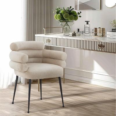 UNISOAR Accent Chair Curved Back Dining Chairs with Black Tapered Metal Legs for Dining Room