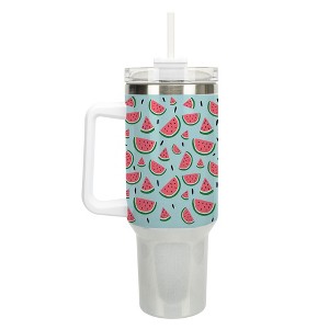 100 North Watermelon Slices Fruit Summer Vibes 40 oz. Stainless Steel, Large Water Bottle Coffee Mug, Spill & Leak Resistant, Thermal Travel Tumbler - 1 of 1