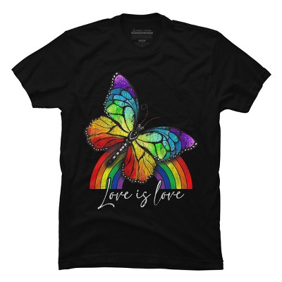 Adult Design By Humans Love is Love Butterfly Rainbow Pride By SummerFunnyT-Shirt
