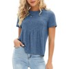 EXLURA Womens Summer Cute Crop Tops Short Sleeve Pleated T-shirts Crewneck Blouse - 3 of 4