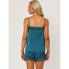 Allegra K Women's Satin Solid Lace Trim Cami Tops with Shorts Lounge Sleepwear Pajama Set - 3 of 4