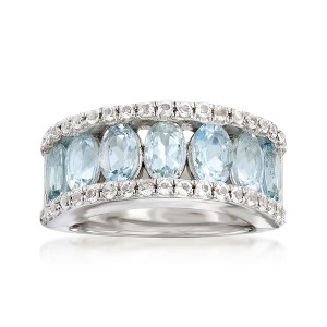 Ross-Simons 2.80 ct. t.w. Aquamarine and .80 ct. t.w. White Topaz Ring in Sterling Silver - 1 of 4