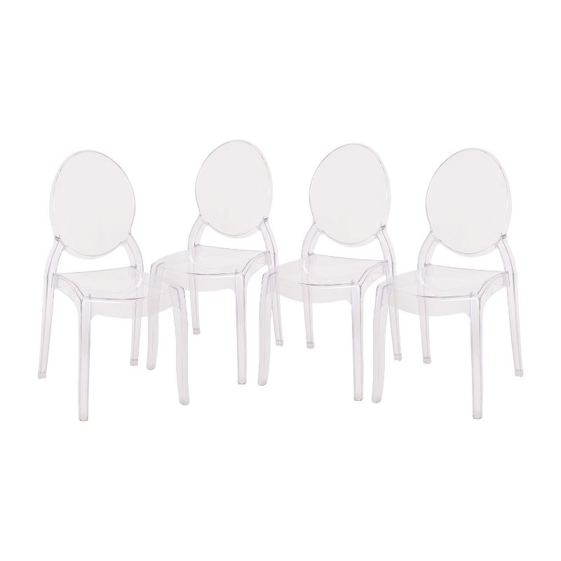 Flash Furniture Set of 4 Transparent Crystal Extra Wide Resin 700 LB. Weight Capacity Banquet and Event Ghost Chairs for Indoor/Outdoor Use, 1 of 13