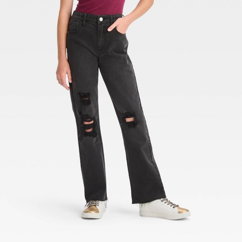 Girls' Destructed High-rise Slim Straight Jeans - Art Class™ : Target