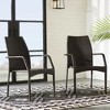 Rbied Wicker Outdoor Stackable Dining Chair Lounge Chair Lawn Chair in Brown Set of 2 - 3 of 4