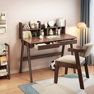 Wooden Desk, Home Office Desk, Study Desk, Writing Table Computer Desk With Drawers and Chair, Removable Hutch - 1 of 4