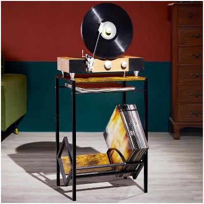 TOBILI Record Player Stand with Storage for Living Bedroom Office