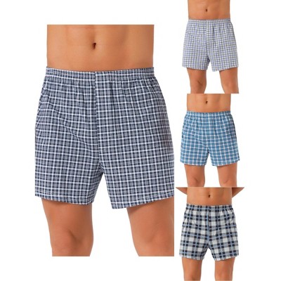 INSPIRE CHIC Men's 3 Pack Classic Plaid Pattern Boxer Shorts