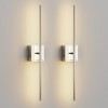 YANSUN 28 in. 1-Light Wall Sconces Nickel Wireless Lights with Remote 350¡ã Rotation (2-Pack) - 2 of 4