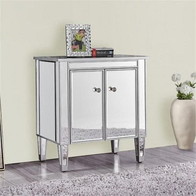 Elegant Silver Mirrored Two-Door Freestanding Cabinet