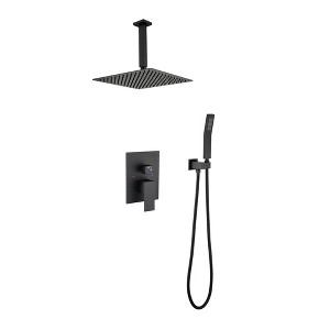 ChicFurnit Showerheads Rainfall Shower Head with Handheld Spray Combo Extention Arm High Pressure Showerheads for Bathroom, Black, 18.9"*13.38"*5.52" - 1 of 4