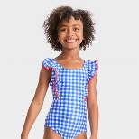 Girls' Gingham Check One Piece Swimsuit - Cat & Jack™ Blue