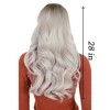 Alilang Long Wavy Wig for Women with Lace Hairline Heat Resistant Synthetic Wig for Daily and Party Use - Silver Grey - 4 of 4