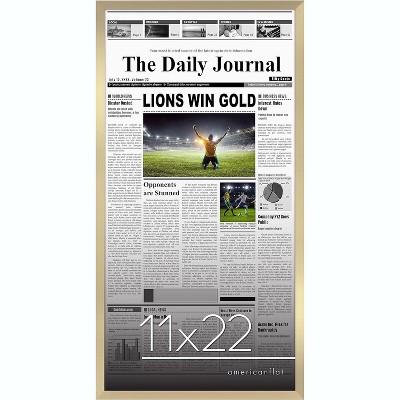 Americanflat 11x22 Newspaper Frame with plexiglass - Assorted Media Article Cover Frame - Available in a variety of Colors