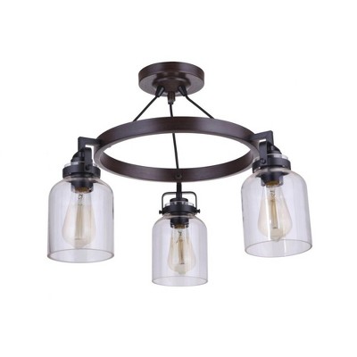 Craftmade Lighting Foxwood 3 - Light Semi-Flush Mount in  Flat Black/Dark Teak