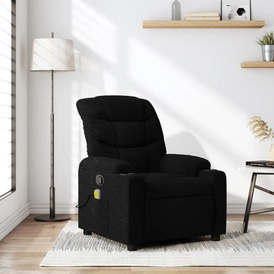 VidaXL Massage Recliner Chair Black Fabric