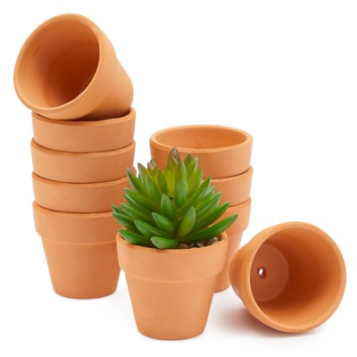 Juvale 10 Pack Mini Terracotta Pots for Succulents, Small 2-Inch Clay Flower Pot Planters for Gardening