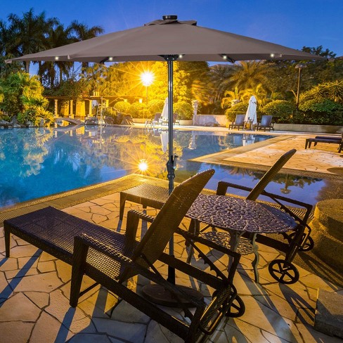Costway 9ft Patio Solar Umbrella Led Patio Market Steel Tilt W/ Crank  Outdoor (tan) : Target