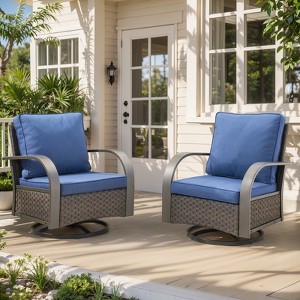 Outdoor Swivel Chair Patio Glider Chair with High Back Chair Set of 2 - 1 of 4
