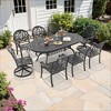 9-Piece Oval Cast Aluminum Outdoor Patio Dining Set with Swivel Chairs & Brown Cushions & Umbrella Hole - 3 of 4