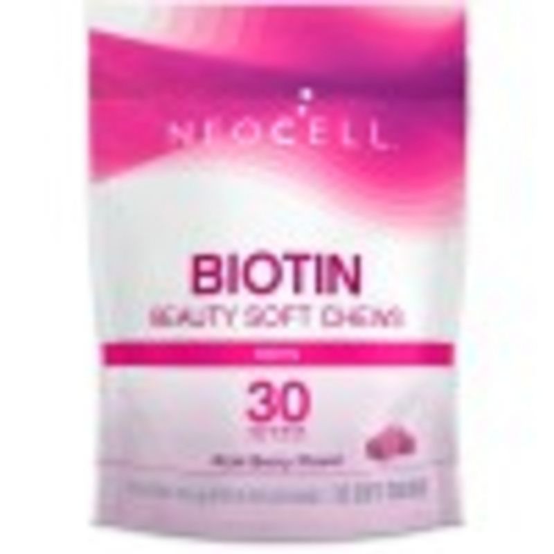 NeoCell Biotin Bursts for Healthy Hair and Nails*, 10,000 mcg, Gluten-Free, Aai Berry Flavor, 30 Soft Chews, 1 of 3
