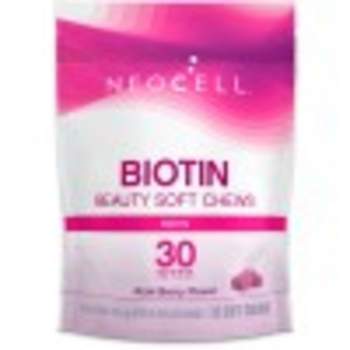 NeoCell Biotin Bursts for Healthy Hair and Nails*, 10,000 mcg, Gluten-Free, Aai Berry Flavor, 30 Soft Chews