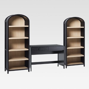 Saracina Home 3pc Modern Writing Desk with 2 Open Arched Bookshelves - 1 of 4