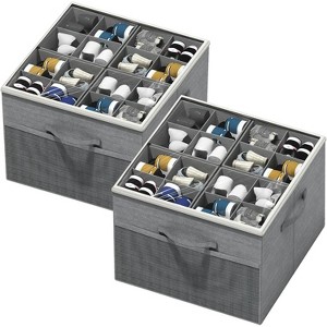 Foldable Shoe Organizer with Clear Cover - Adjustable Dividers for Customizable Closet Storage, Space-Saving When Not in Use - 1 of 4