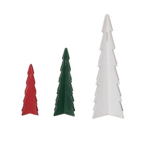 Transpac Wood 11.8 in. Multicolor Christmas Dimensional Trees Set of 3 - 1 of 4