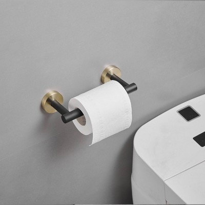 Gold and Black Stainless Steel Pivoting Toilet Paper Holder