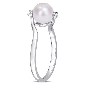 EVERLY JEWELRY  | Sterling Silver 7-7.5mm Cultured Freshwater Pearl and Created White Sapphire Bypass Ring - 1 of 4