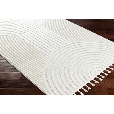 Kyra 6'7" x 6'7" Square Cream Geometric Synthetic Area Rug