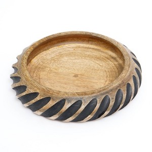 SEVOBAL Serving Platters Handcrafted Wooden Serving with Black Resin Accent, Functional Art Piece for Modern Living, Dining, Brown, 9"*9"*2" - 1 of 4