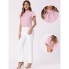 INSPIRE CHIC Women's Mock Neck Pleated Elegant Office Solid Cap Sleeve Blouse - 2 of 4