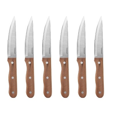 Cuisinart 6pc Stainless Steel Triple Rivet Walnut Steak Knife Set - C55W-S6STK