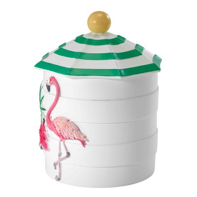 Tropical Flamingo Paradise Hand-Painted Resin Covered Jar